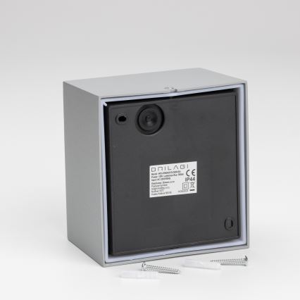 Brilagi - LED lauko sieninis šviestuvas su jutikliu TERNI LED/12W/230V pilka IP44