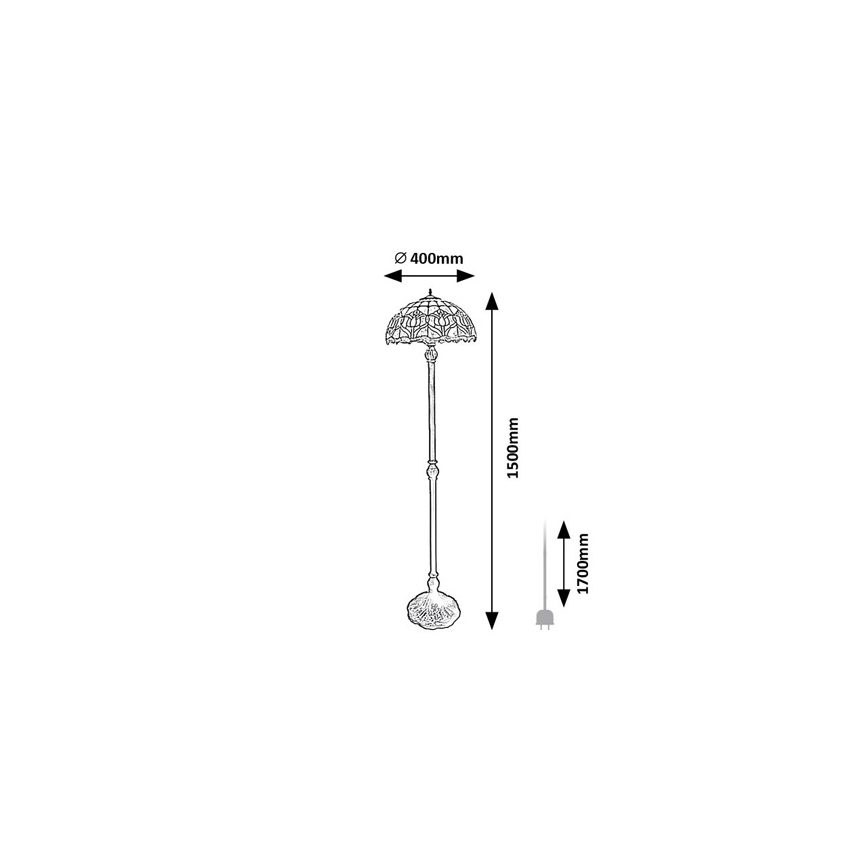 Brilagi - Tiffany stiliaus vitražinė grindinė lempa LORAS 2xE27/60W/230V