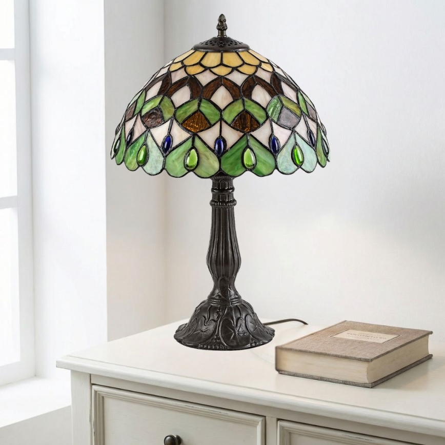 Brilagi - Tiffany stiliaus vitražinė stalinė lempa MARGARET 1xE27/40W/230V