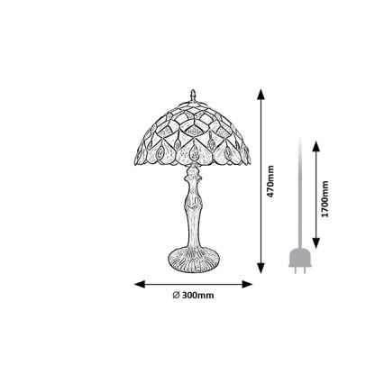 Brilagi - Tiffany stiliaus vitražinė stalinė lempa MARGARET 1xE27/40W/230V