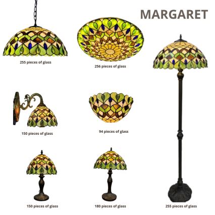 Brilagi - Tiffany stiliaus vitražinė stalinė lempa MARGARET 1xE27/40W/230V