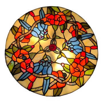 Brilagi - Tiffany stiliaus vitražinis lubinis šviestuvas JUNGLE 3xE27/60W/230V skersmuo 40 cm