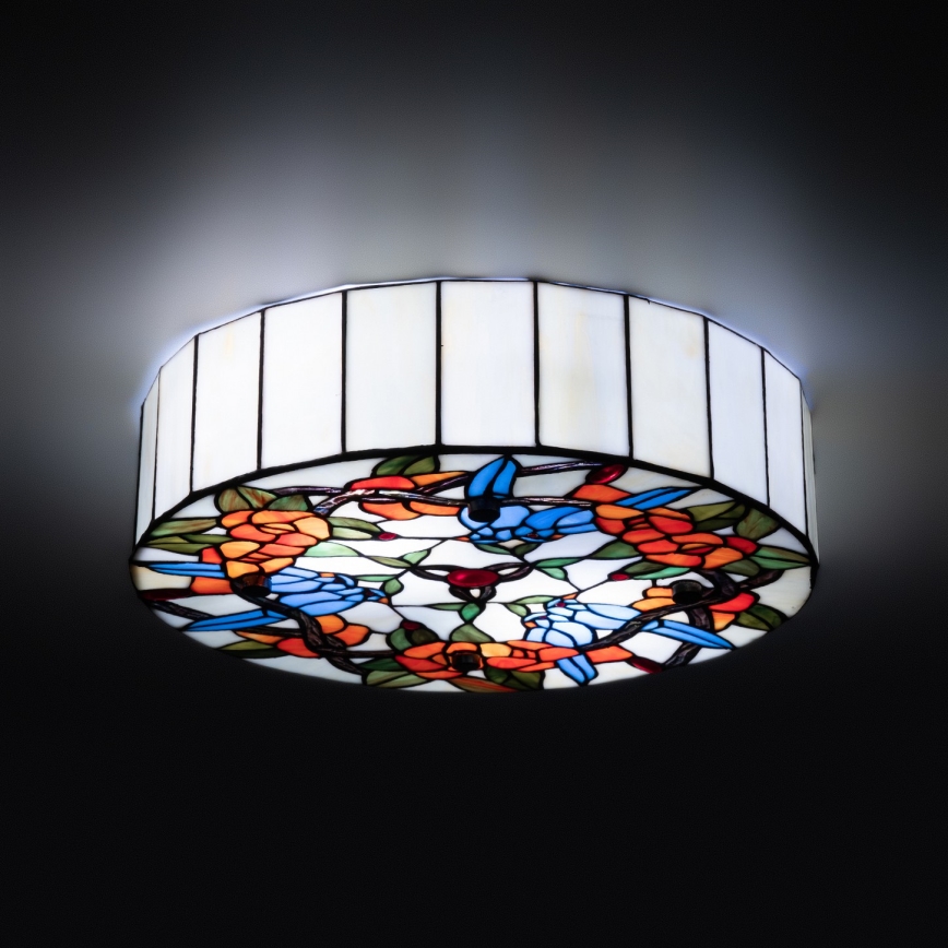 Brilagi - Tiffany stiliaus vitražinis lubinis šviestuvas JUNGLE 3xE27/60W/230V skersmuo 40 cm