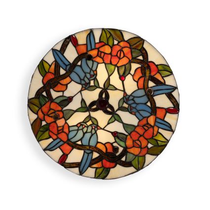 Brilagi - Tiffany stiliaus vitražinis lubinis šviestuvas JUNGLE 3xE27/60W/230V skersmuo 40 cm