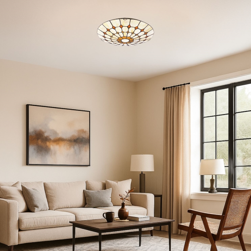 Brilagi - Tiffany stiliaus vitražinis lubų šviestuvas DORAN 2xE27/60W/230V