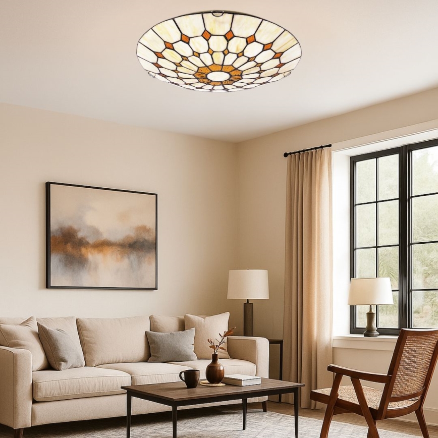 Brilagi - Tiffany stiliaus vitražinis lubų šviestuvas DORAN 2xE27/60W/230V