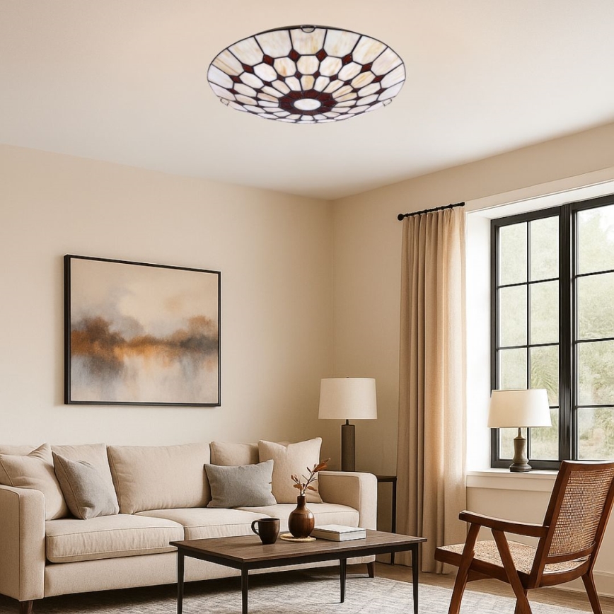 Brilagi - Tiffany stiliaus vitražinis lubų šviestuvas DORAN 2xE27/60W/230V