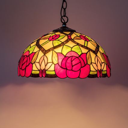 Brilagi - Tiffany stiliaus vitražinis pakabinamas šviestuvas ant grandinės GARLAN 2xE27/60W/230V