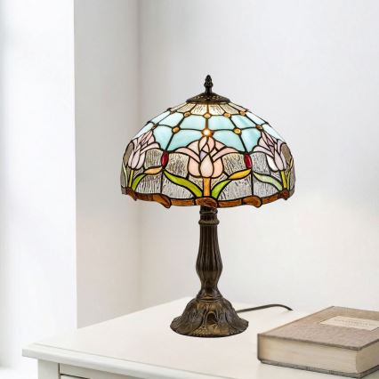 Brilagi - Tiffany stiliaus vitražinis stalinis šviestuvas LORAS 1xE27/40W/230V
