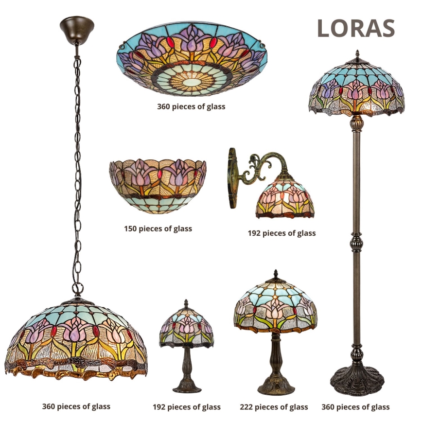 Brilagi - Tiffany stiliaus vitražinis stalinis šviestuvas LORAS 1xE27/40W/230V