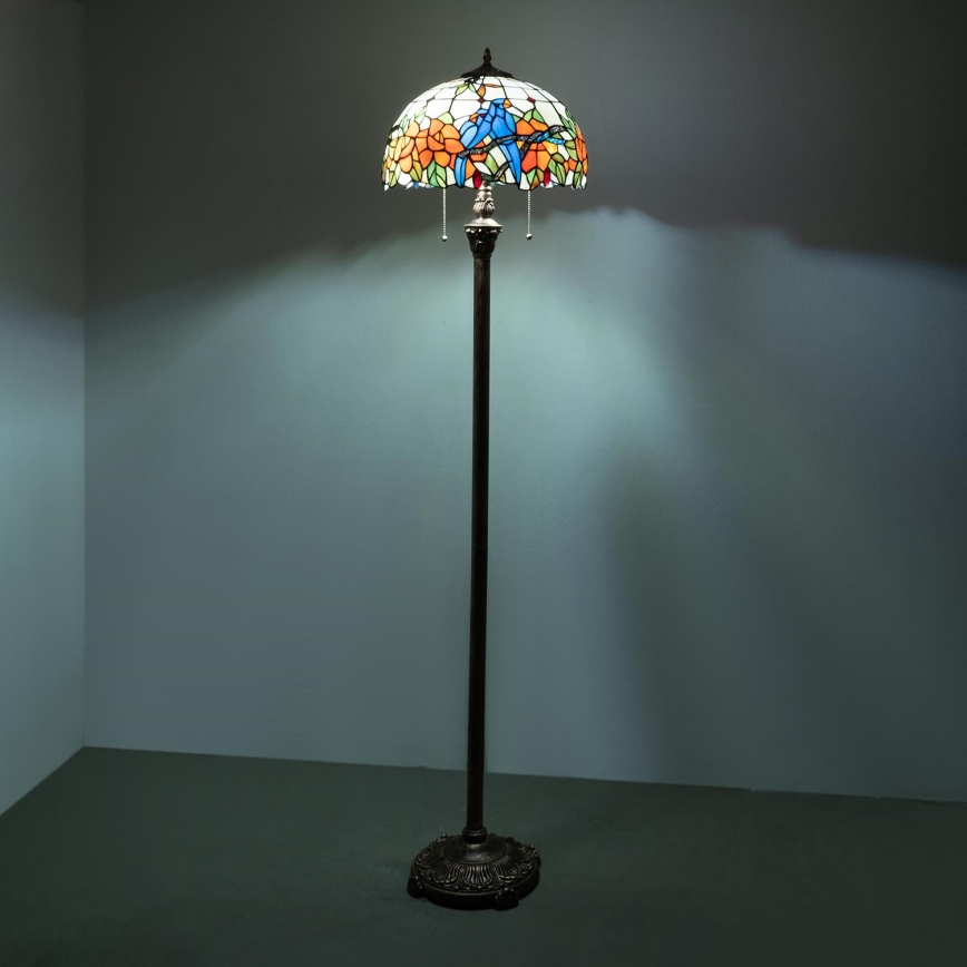 Brilagi - Tiffany vitražinė grindinė lempa JUNGLE 2xE27/60W/230V