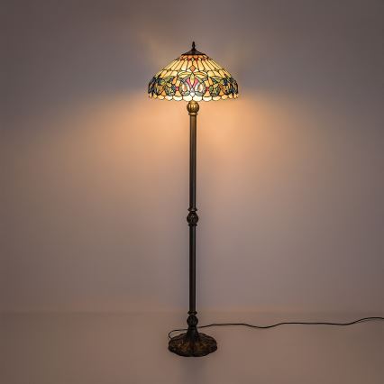 Brilagi - Tiffany vitražinė grindinė lempa LUISA 2xE27/60W/230V
