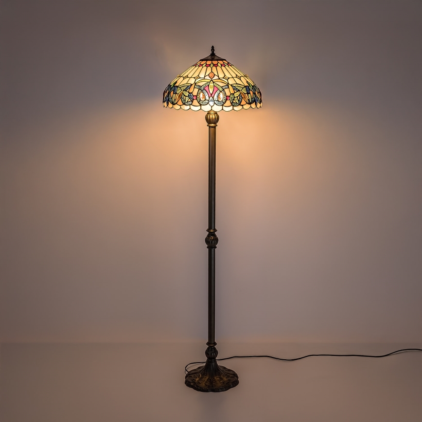 Brilagi - Tiffany vitražinė grindinė lempa LUISA 2xE27/60W/230V