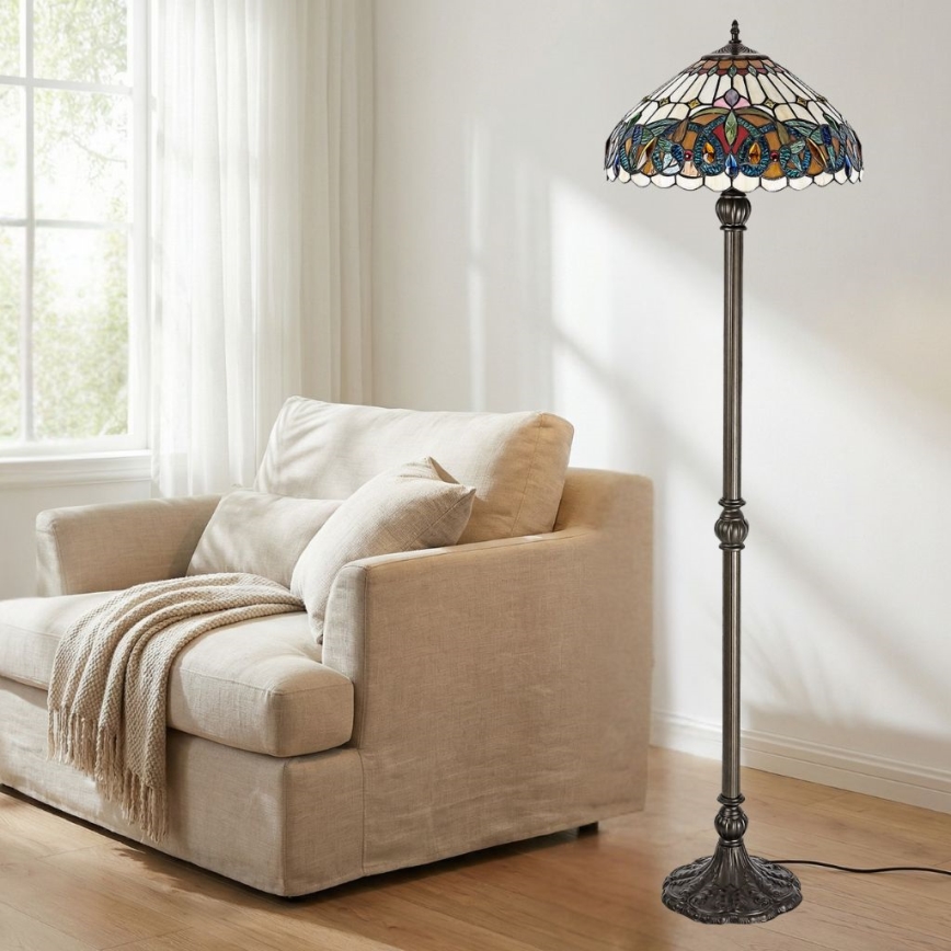 Brilagi - Tiffany vitražinė grindinė lempa LUISA 2xE27/60W/230V