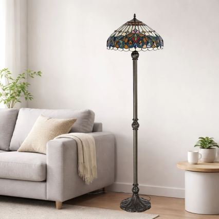 Brilagi - Tiffany vitražinė grindinė lempa LUISA 2xE27/60W/230V