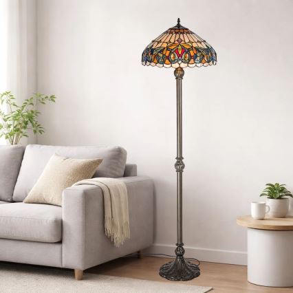 Brilagi - Tiffany vitražinė grindinė lempa LUISA 2xE27/60W/230V