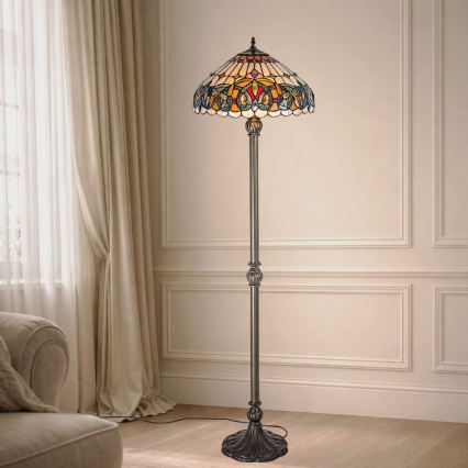 Brilagi - Tiffany vitražinė grindinė lempa LUISA 2xE27/60W/230V