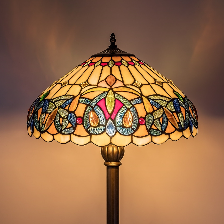 Brilagi - Tiffany vitražinė grindinė lempa LUISA 2xE27/60W/230V