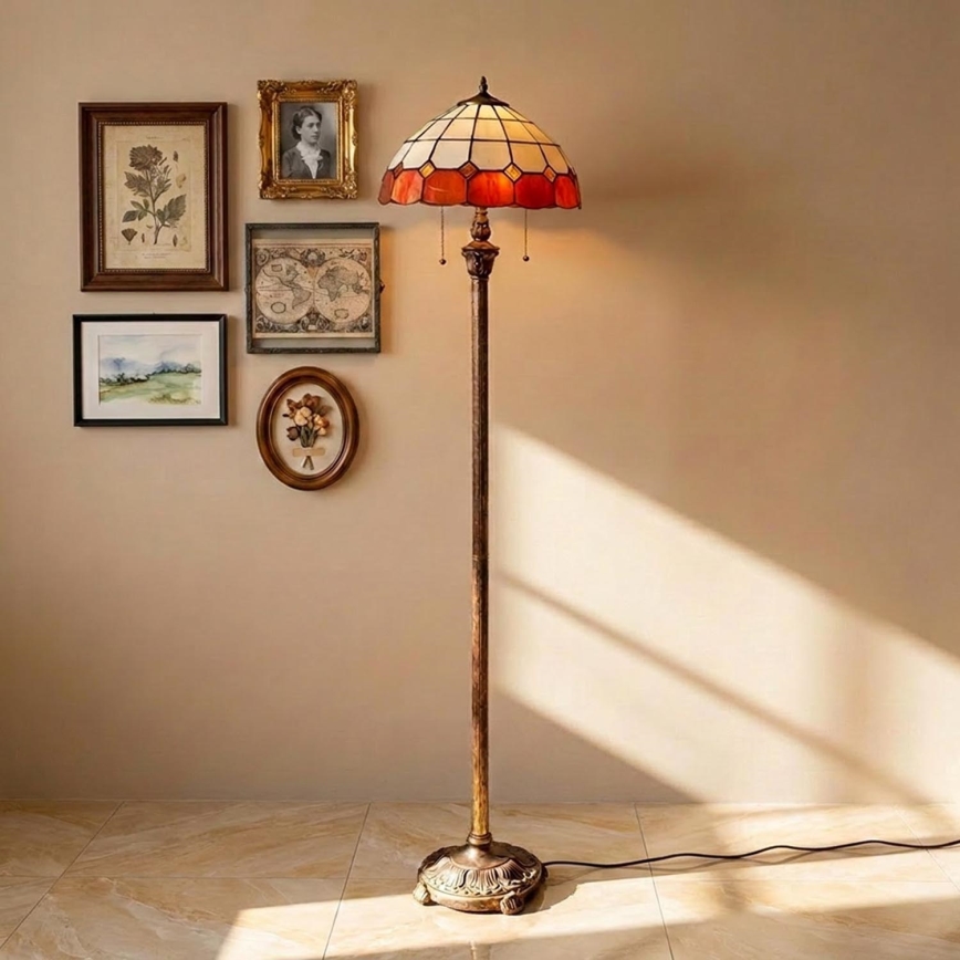 Brilagi - Tiffany vitražinė grindinė lempa SIENNA 2xE27/60W/230V