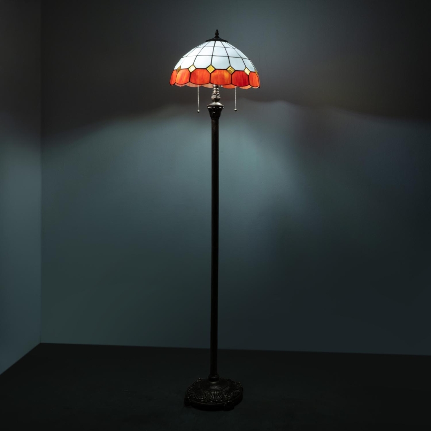 Brilagi - Tiffany vitražinė grindinė lempa SIENNA 2xE27/60W/230V