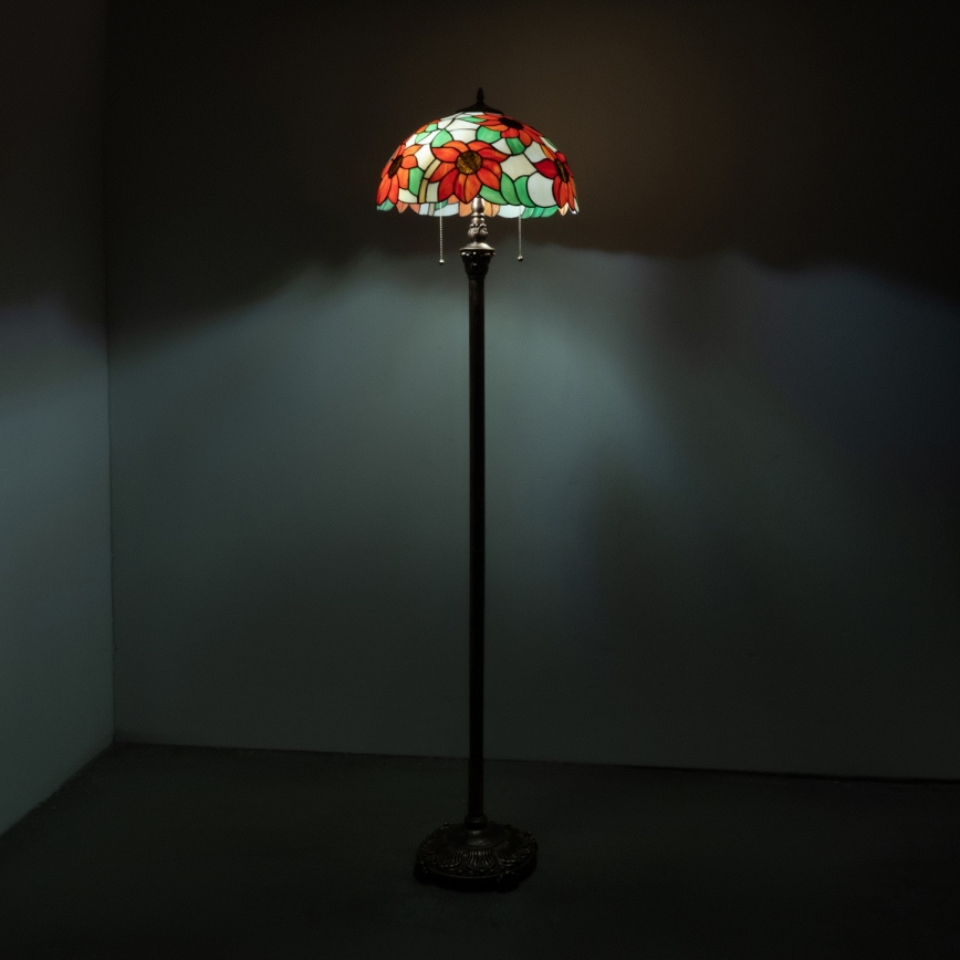 Brilagi - Tiffany vitražinė grindinė lempa SUNFLOWER 2xE27/60W/230V