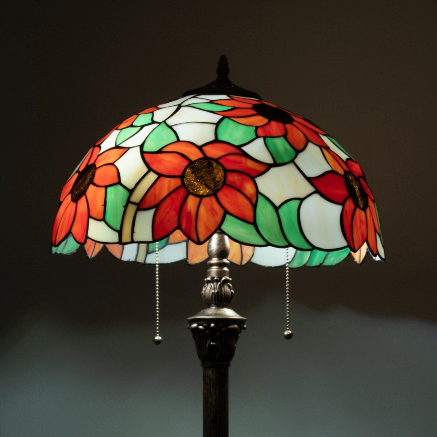 Brilagi - Tiffany vitražinė grindinė lempa SUNFLOWER 2xE27/60W/230V