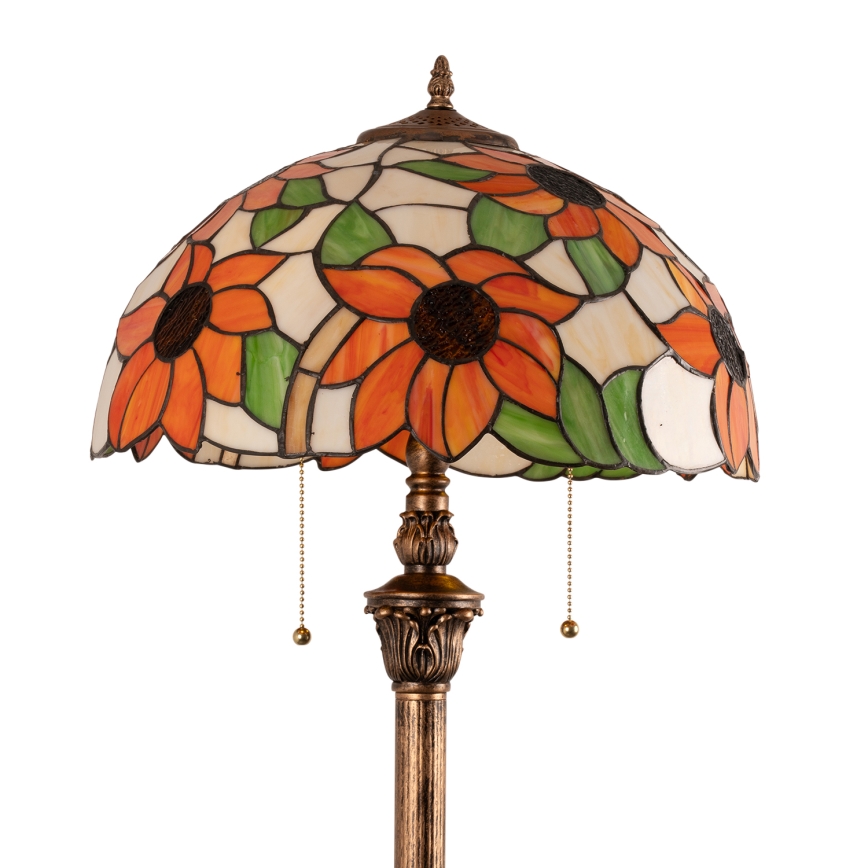 Brilagi - Tiffany vitražinė grindinė lempa SUNFLOWER 2xE27/60W/230V