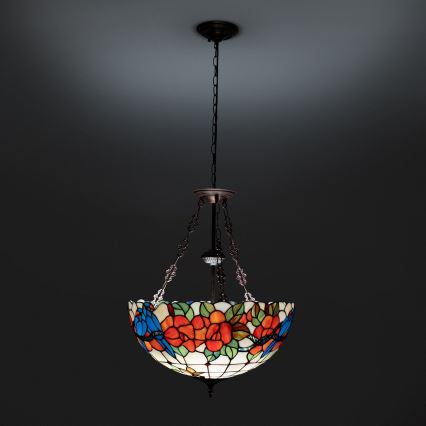 Brilagi - Tiffany vitražinė liustra ant grandinės JUNGLE 3xE27/60W/230V Ø 50 cm