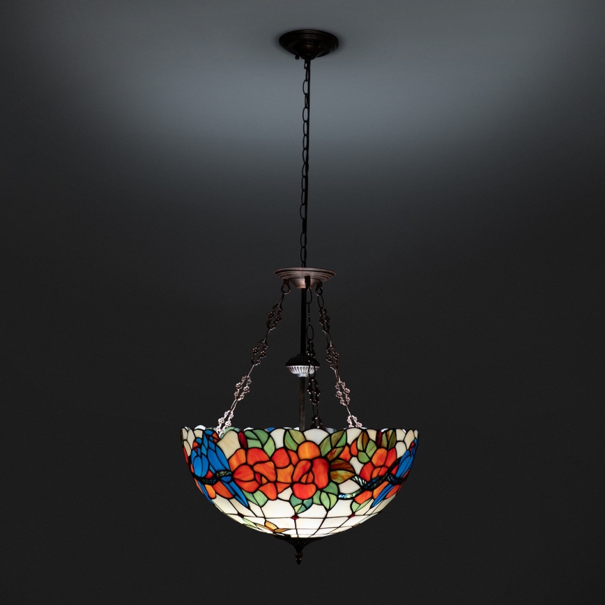 Brilagi - Tiffany vitražinė liustra ant grandinės JUNGLE 3xE27/60W/230V Ø 50 cm