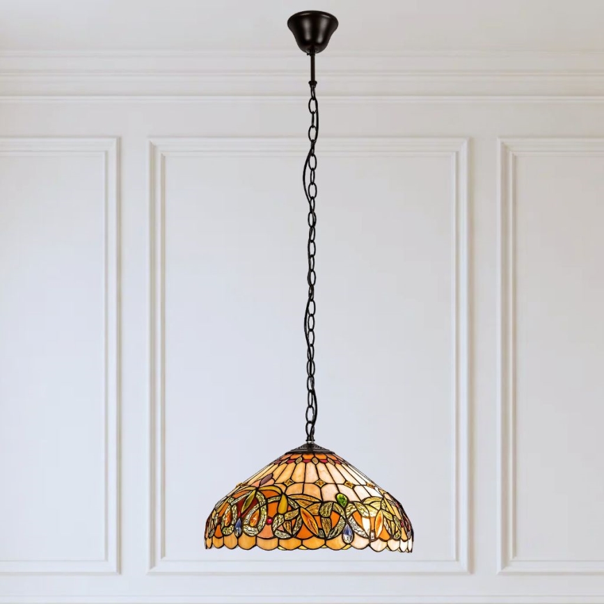 Brilagi - Tiffany vitražinė liustra ant grandinės LUISA 2xE27/60W/230V