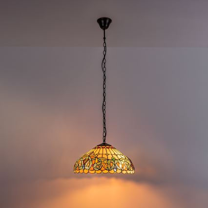 Brilagi - Tiffany vitražinė liustra ant grandinės LUISA 2xE27/60W/230V