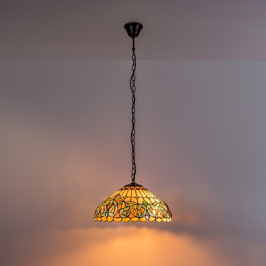 Brilagi - Tiffany vitražinė liustra ant grandinės LUISA 2xE27/60W/230V