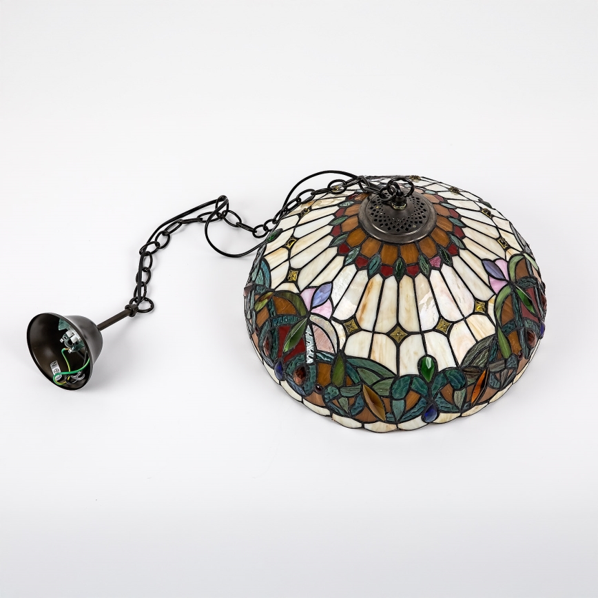 Brilagi - Tiffany vitražinė liustra ant grandinės LUISA 2xE27/60W/230V