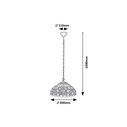 Brilagi - Tiffany vitražinė liustra ant grandinės LUISA 2xE27/60W/230V