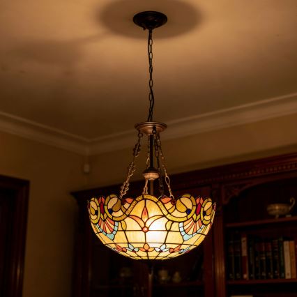 Brilagi - Tiffany vitražinė liustra ant grandinės MIRABELLA 3xE27/60W/230V Ø 50 cm