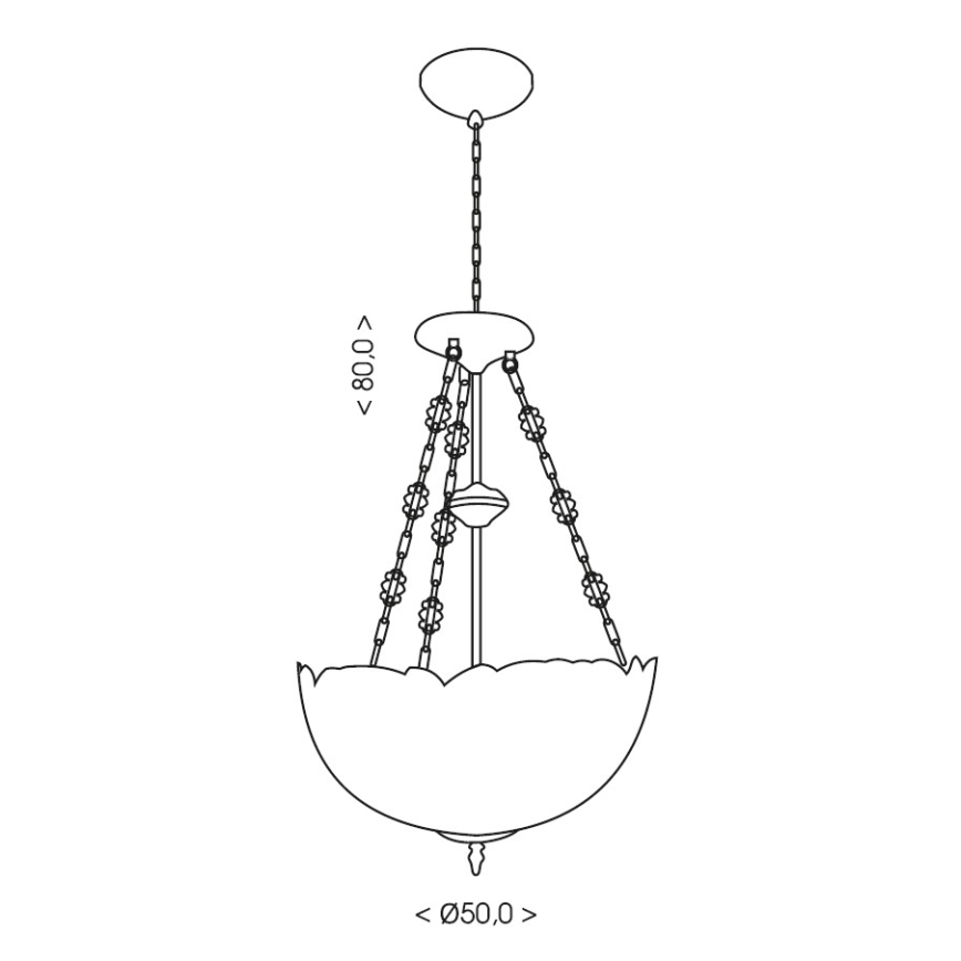 Brilagi - Tiffany vitražinė liustra ant grandinės SIENNA 3xE27/60W/230V, skersmuo 50 cm