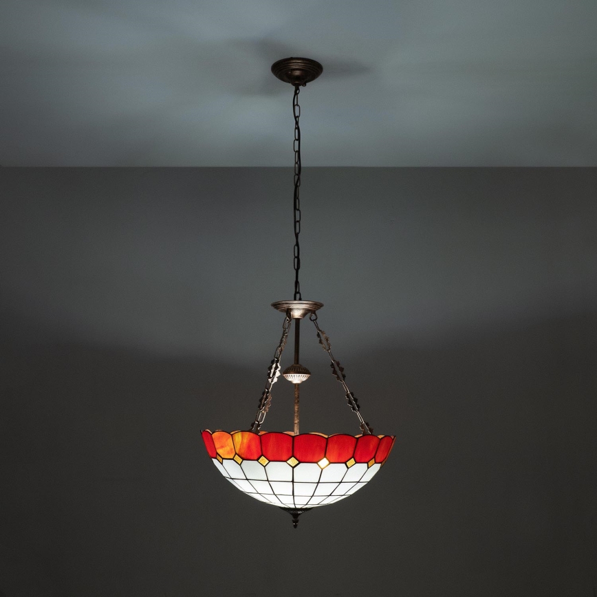 Brilagi - Tiffany vitražinė liustra ant grandinės SIENNA 3xE27/60W/230V, skersmuo 50 cm