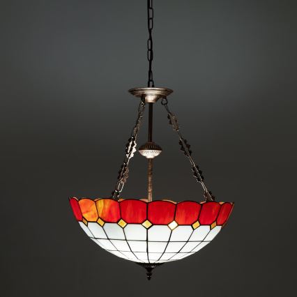 Brilagi - Tiffany vitražinė liustra ant grandinės SIENNA 3xE27/60W/230V, skersmuo 50 cm