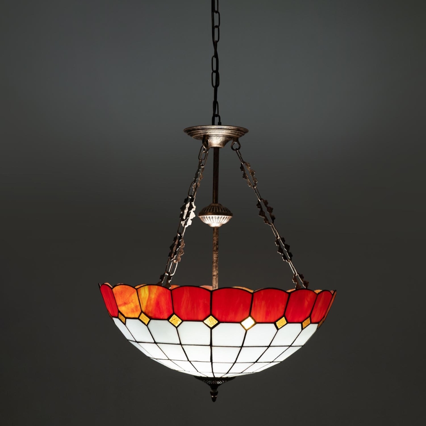 Brilagi - Tiffany vitražinė liustra ant grandinės SIENNA 3xE27/60W/230V, skersmuo 50 cm