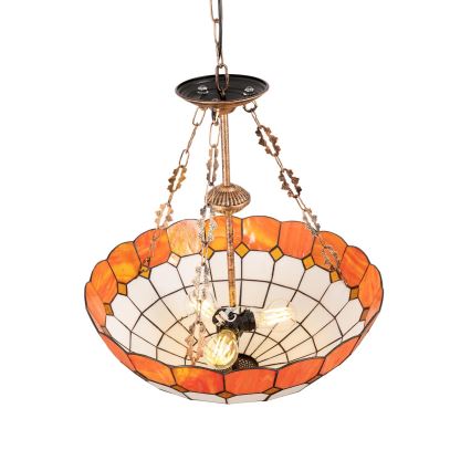 Brilagi - Tiffany vitražinė liustra ant grandinės SIENNA 3xE27/60W/230V, skersmuo 50 cm