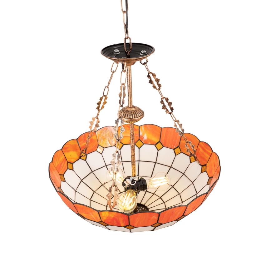 Brilagi - Tiffany vitražinė liustra ant grandinės SIENNA 3xE27/60W/230V, skersmuo 50 cm
