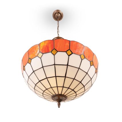 Brilagi - Tiffany vitražinė liustra ant grandinės SIENNA 3xE27/60W/230V, skersmuo 50 cm