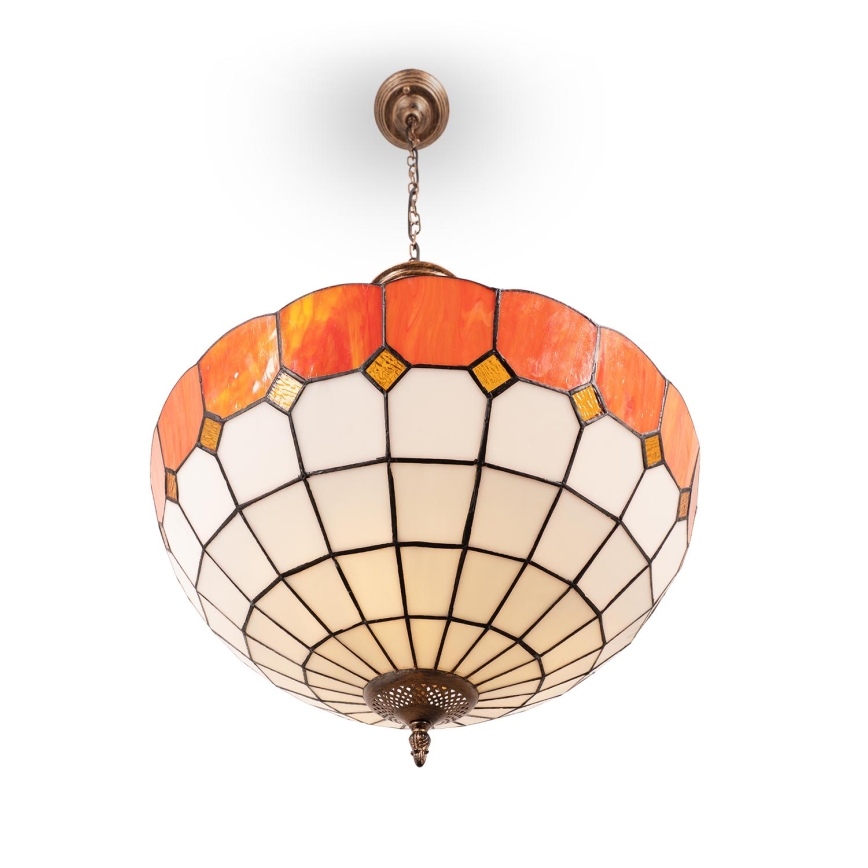 Brilagi - Tiffany vitražinė liustra ant grandinės SIENNA 3xE27/60W/230V, skersmuo 50 cm