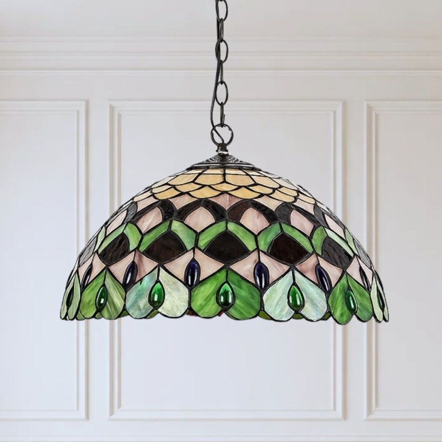 Brilagi - Tiffany vitražinė liustra MARGARET su grandine 2xE27/60W/230V