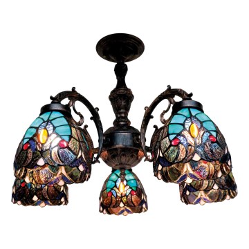 BRILAGI - Tiffany vitražinė prigludusi liustra CORAL 5xE27/60W/230V Ø 60 cm