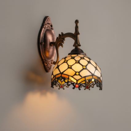 Brilagi - Tiffany vitražinė sieninė lempa dramblio kaulo 1xE14/40W/230V