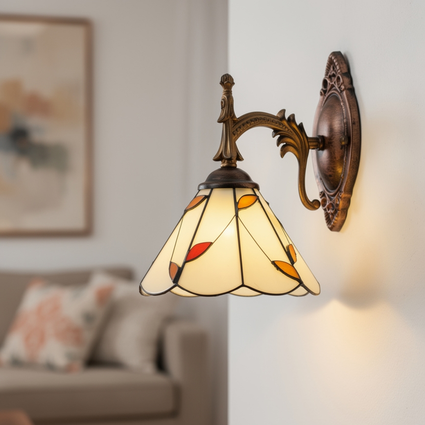 Brilagi - Tiffany vitražinė sieninė lempa FOLIA 1xE14/40W/230V