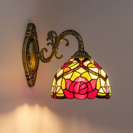 Brilagi - Tiffany vitražinė sieninė lempa GARLAN 1xE27/40W/230V