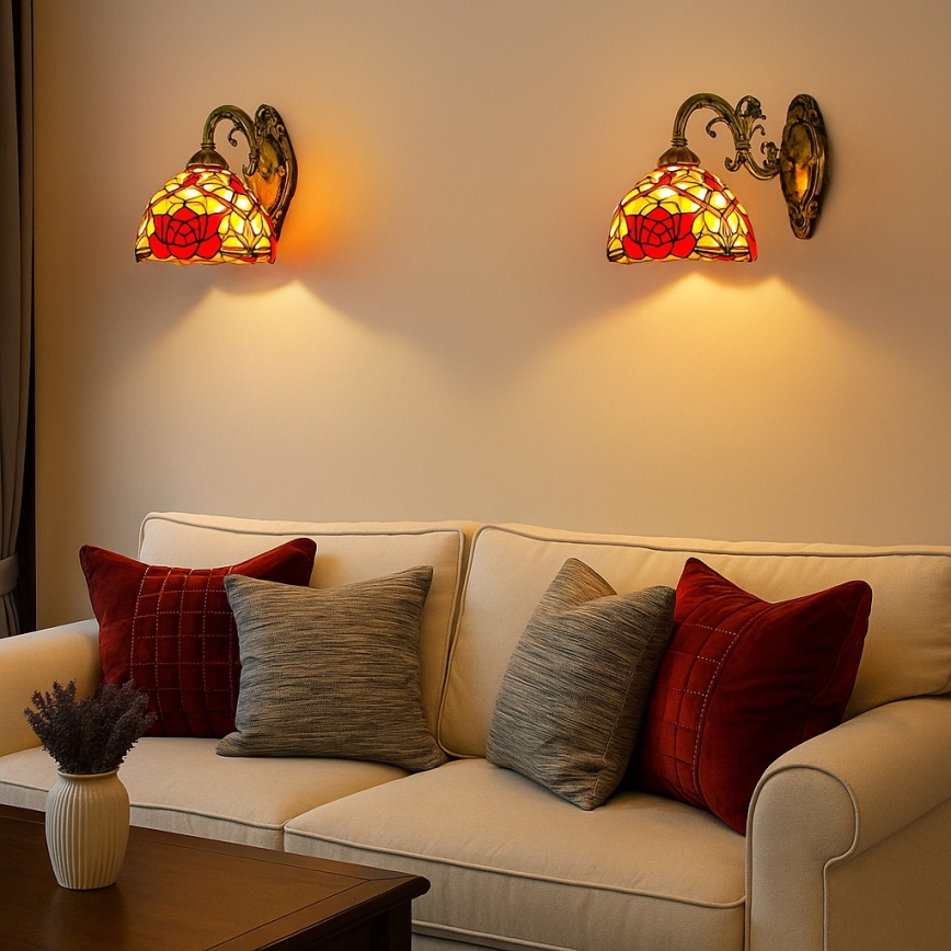 Brilagi - Tiffany vitražinė sieninė lempa GARLAN 1xE27/40W/230V