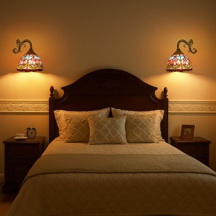 Brilagi - Tiffany vitražinė sieninė lempa LORAS 1xE27/40W/230V